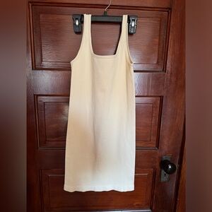 cream bodycon tank dress ribbed material